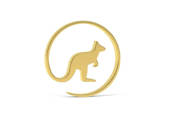 Goldenes Känguru Symbol Isoliert Auf Weißem Hintergrund Renderer — Stockfoto