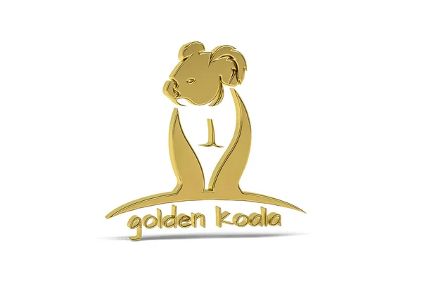 Icono Koala Dorado Aislado Sobre Fondo Blanco Render — Foto de Stock