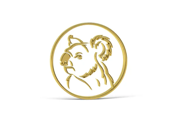 Золота Піктограма Коала Ізольована Білому Тлі Рендеринга — стокове фото