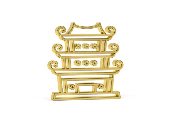 Ícone Cultura Chinesa Dourado Isolado Fundo Branco Renderização — Fotografia de Stock