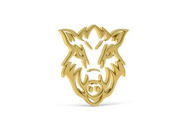 Beyaz arkaplanda izole edilmiş 3D yaban domuzu simgesi - 3d oluşturma
