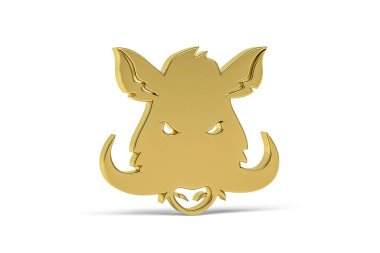 Beyaz arkaplanda izole edilmiş 3D yaban domuzu simgesi - 3d oluşturma