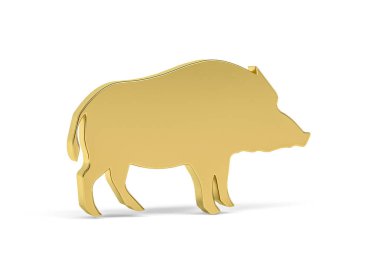 Beyaz arkaplanda izole edilmiş 3D yaban domuzu simgesi - 3d oluşturma