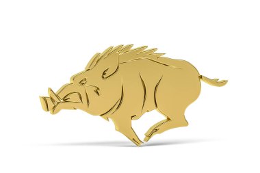 Beyaz arkaplanda izole edilmiş 3D yaban domuzu simgesi - 3d oluşturma