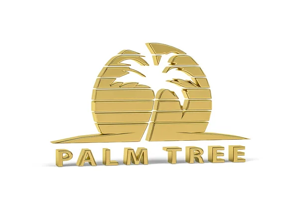Golden Palm Ikon Isolerad Vit Bakgrund Render — Stockfoto