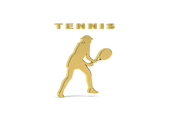 Золотой Теннисист Значок Изолирован Белом Фоне Рендеринг — стоковое фото