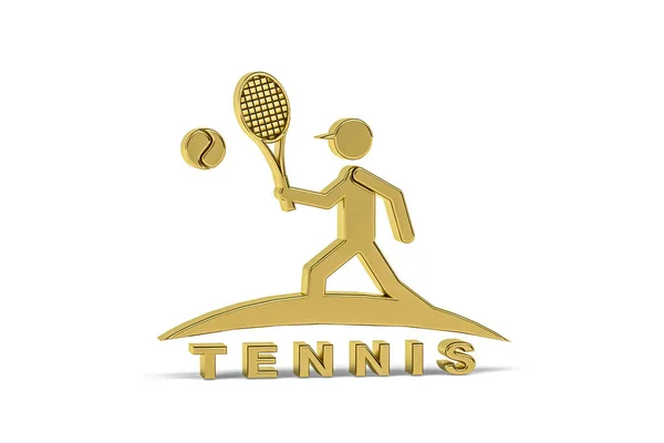 Золотой Теннисист Значок Изолирован Белом Фоне Рендеринг — стоковое фото