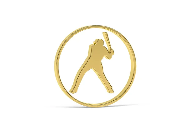 Golden Baseball Player Icon Isolated White Background Render — Fotografia de Stock