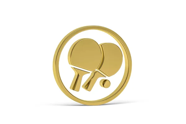 Beyaz arkaplanda izole edilmiş altın 3d masa tenisi ikonu - 3d oluşturma