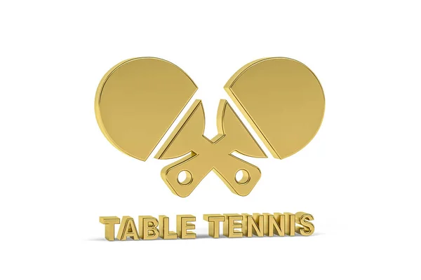 Icono Tenis Mesa Dorado Aislado Sobre Fondo Blanco Render —  Fotos de Stock