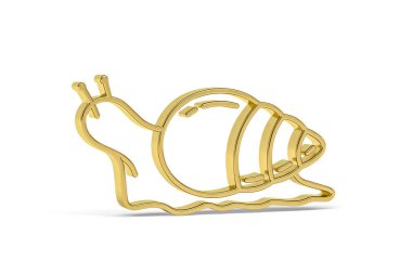 Beyaz arkaplanda izole edilmiş Altın 3d salyangoz simgesi - 3d oluşturma