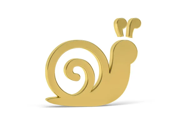 Goldenes Schneckensymbol Isoliert Auf Weißem Hintergrund Renderer — Stockfoto