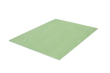 Beyaz arka planda izole edilmiş yeşil ahşap termal izolasyon tahtası