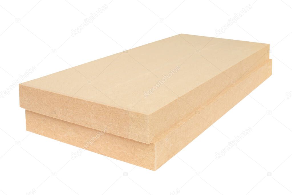 Wooden thermal insulation board isolated on a white background - Packshot