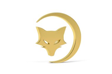 Beyaz arkaplanda izole edilmiş Altın 3d tilki simgesi - 3d oluşturma