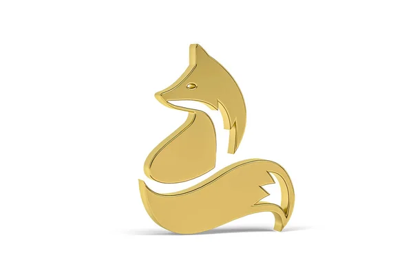 Ícone Dourado Raposa Isolado Fundo Branco Renderização — Fotografia de Stock