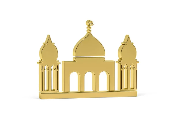 Golden Moské Ikon Isolerad Vit Bakgrund Render — Stockfoto