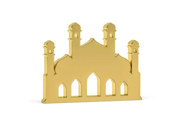 Golden Moské Ikon Isolerad Vit Bakgrund Render — Stockfoto