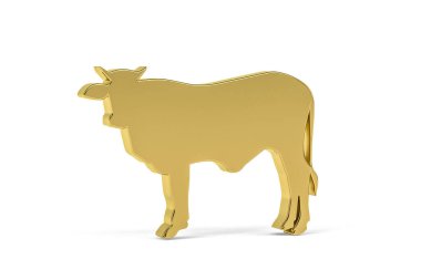 Beyaz arkaplanda izole edilmiş 3D inek simgesi - 3D görüntüleme