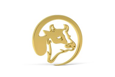 Beyaz arkaplanda izole edilmiş 3D inek simgesi - 3D görüntüleme