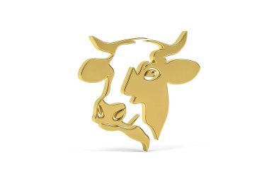 Beyaz arkaplanda izole edilmiş 3D inek simgesi - 3D görüntüleme