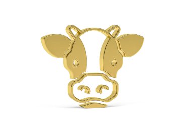 Beyaz arkaplanda izole edilmiş 3D inek simgesi - 3D görüntüleme