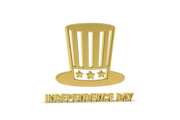 Golden Independence Day Icon Isolated White Background Render — Stock Photo, Image