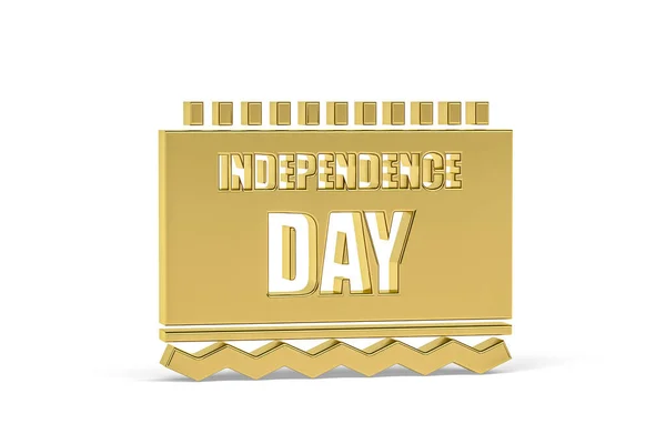 Golden Independence Day Icon Isolated White Background Render — Stock Photo, Image