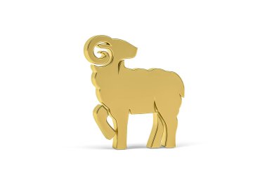 Beyaz arkaplanda izole edilmiş altın 3d koyun simgesi - 3D görüntüleme