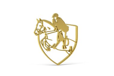 Beyaz arkaplanda izole edilmiş Altın 3d at biniciliği ikonu - 3D görüntüleme