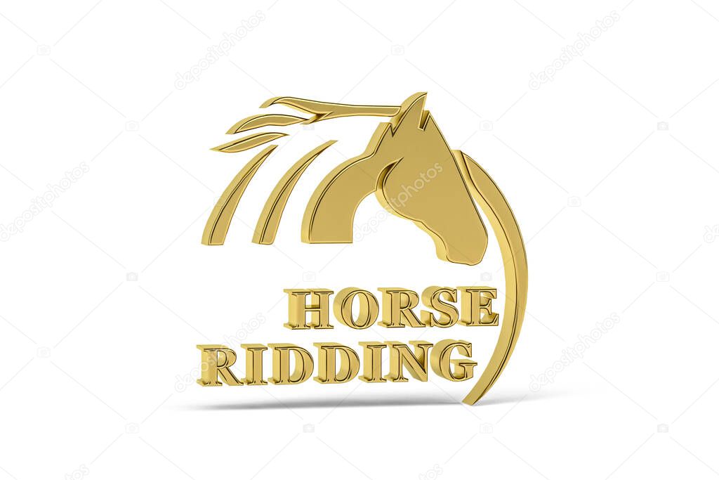 Golden 3d horse riding icon isolated on white background - 3d render