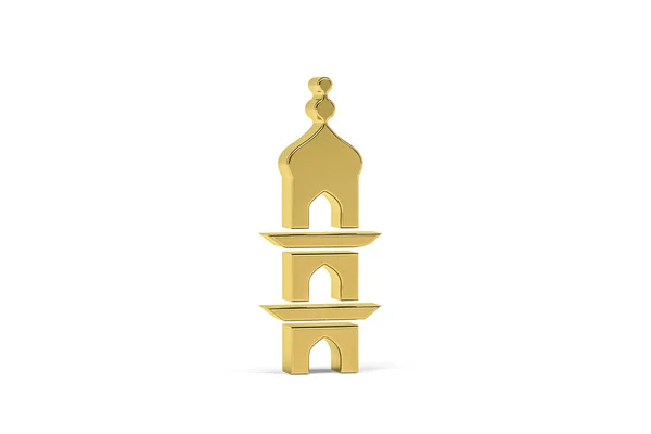 Icono Minarete Dorado Aislado Sobre Fondo Blanco Render — Foto de Stock