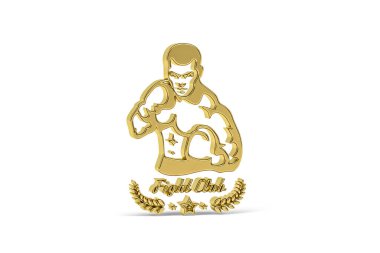 Golden 3d boxing icon isolated on white background - 3d render clipart