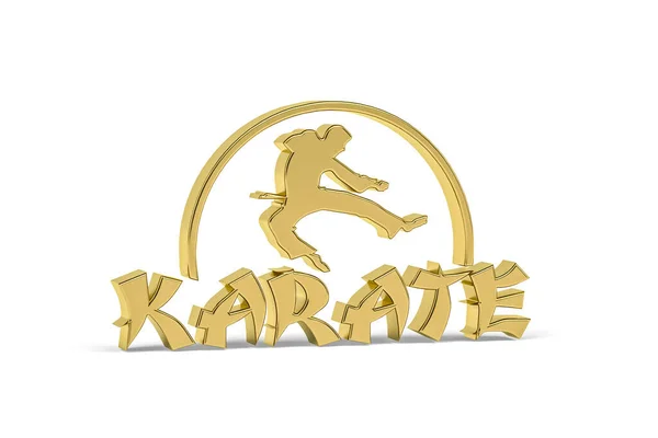 Icona Karate Dorato Isolato Sfondo Bianco Rendering — Foto Stock