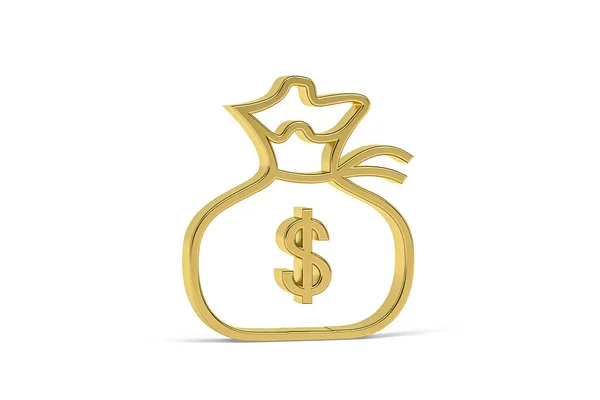 Golden Bank Ikon Isolerad Vit Bakgrund Render — Stockfoto
