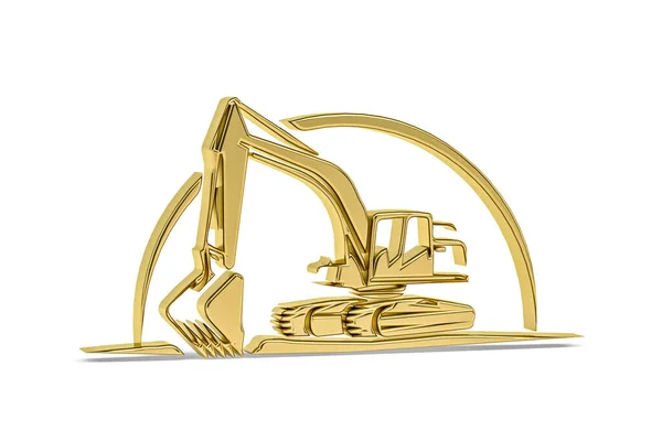 Goldenes Baggersymbol Isoliert Auf Weißem Hintergrund Renderer — Stockfoto