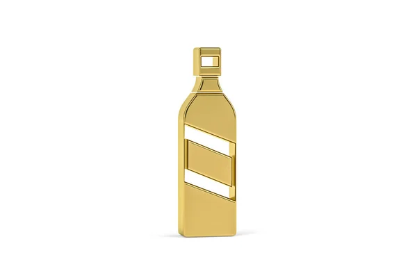 Ícone Vodka Dourado Isolado Fundo Branco Renderização — Fotografia de Stock