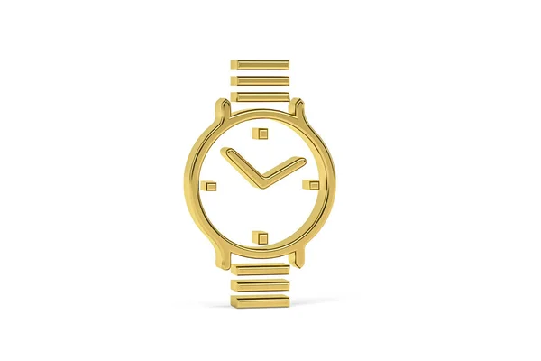 Golden Horloge Pictogram Geïsoleerd Witte Achtergrond Render — Stockfoto