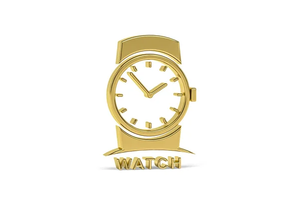Goldenes Uhrensymbol Isoliert Auf Weißem Hintergrund Renderer — Stockfoto