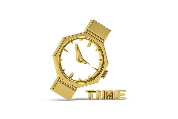 Значок Золотые Часы Белом Фоне Рендеринг — стоковое фото