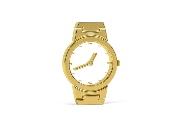 Golden Horloge Pictogram Geïsoleerd Witte Achtergrond Render — Stockfoto