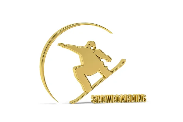 Ícone Snowboard Dourado Isolado Fundo Branco Renderização — Fotografia de Stock