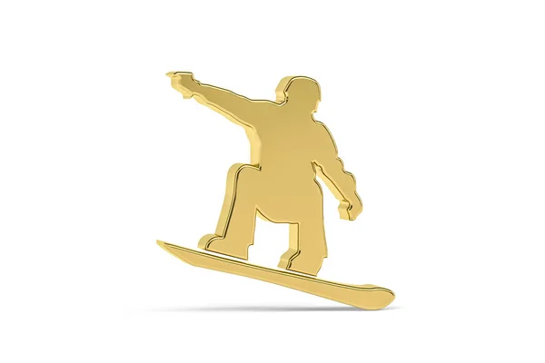 Ícone Snowboard Dourado Isolado Fundo Branco Renderização — Fotografia de Stock