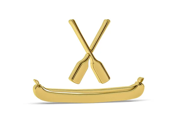 Golden Kanot Ikon Isolerad Vit Bakgrund Render — Stockfoto