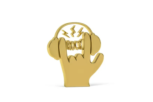 Золотая Икона Рок Музыки Выделена Белом Фоне Рендеринг — стоковое фото