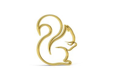 Beyaz arkaplanda izole edilmiş altın 3d sincap simgesi - 3d oluşturma