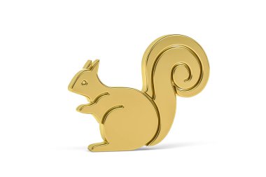 Beyaz arkaplanda izole edilmiş altın 3d sincap simgesi - 3d oluşturma