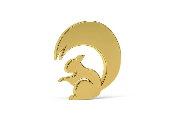 Ícone Esquilo Dourado Isolado Fundo Branco Renderização — Fotografia de Stock