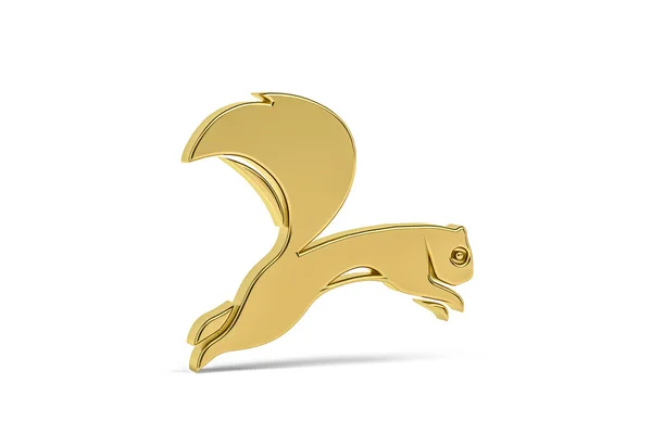 Ícone Esquilo Dourado Isolado Fundo Branco Renderização — Fotografia de Stock