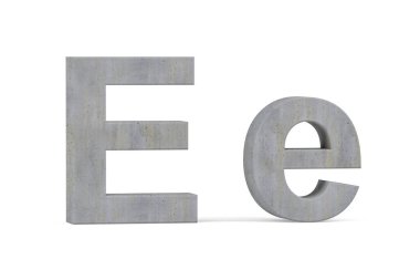 Beton 3D harf D - üç boyutlu büyük harf ve küçük D harfi beyaz arkaplanda beton dokuyla kaplı - 3d render